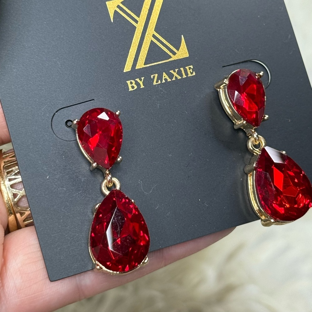 Zaxie NWT Red Teardrop Earrings